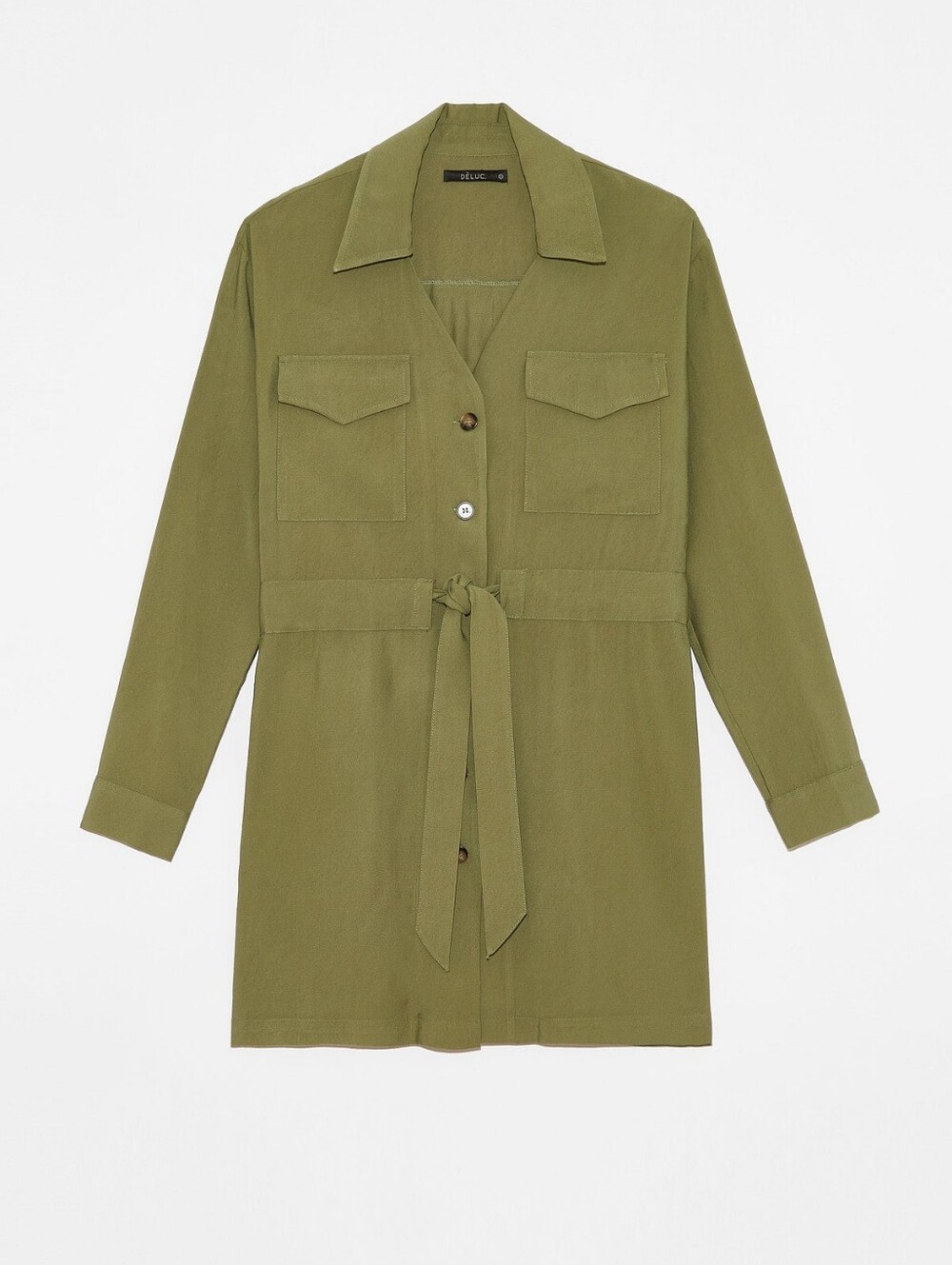 NWT Deluc Olive Green Utility Belted Jacket, Size M